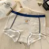 Cuecas Boxer de Algodão Puro Estilo Ursinho para Jovens Mulheres, Antibacterianas, Comprimento Estendido, Forro 100% Algodão, Roupa Íntima Dois-em-Um, 100% Algodão para Meninas