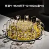 Juego de Copas de Cristal para Licores de Lujo Ligero con Decantador de Borde Dorado, Vasos de Chupito de Estilo Sencillo, Copas en Forma de Bala y Copas para Licores