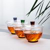Tigela de vidro de três tampas com alto teor de borosilicato Tigela de chá grande Acessórios coloridos engrossados para cerimônia de chá Conjunto de chá Kung Fu Acessórios para cerimônia de chá