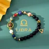 Artículo Popular Transfronterizo: Pulsera de Ocho Planetas y Doce Constelaciones, Pulsera de Piedra Natural Piedra Manchada Azul Negro Venta al por Mayor