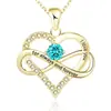 Nuevo collar de plata de ley S925 con doce piedras del zodiaco para mujer, moda, lujo ligero, personalidad, colgante de corazón infinito, cadena para la clavícula