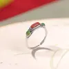 Anel de Prata Esterlina S925 Yuebao Jewelry com Nan Hong e Jade Qing Shui Jade Estilo Chinês Retro Anel de Prata Item Quente