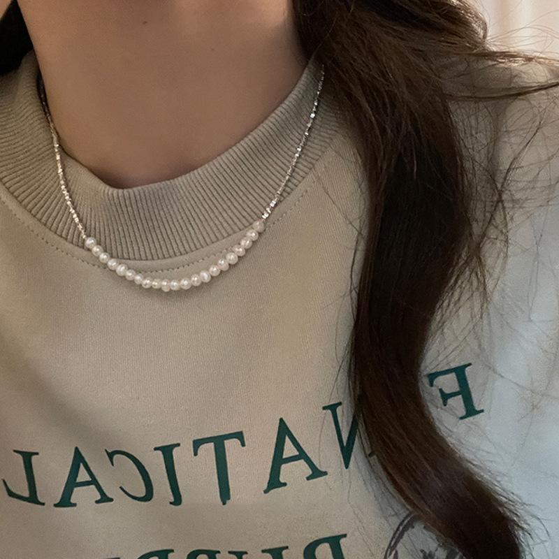 轻奢小众碎银子珍珠项链女2022年新款高级设计感毛衣链
