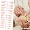Uñas Postizas de Presionar Puntiagudas Largas de 24 Piezas Variadas Color Nude, Reflejantes Plateadas, Ojo de Gato, Alto Brillo