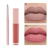 Set de Labios 2 en 1 Delineador de Labios y Brillo de Labios Impermeable Antiadherente Kit de Maquillaje Labial Dos en Uno