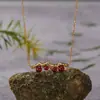 Brincos coreanos brilhantes S925 prata de lei pérola natural ágata verde cor granada brincos tesouro corrente atacado ao vivo