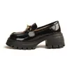 Zapatos retro de cuero negro con suela gruesa para mujer, nueva colección otoño 2026, cuero suave, cómodos, mocasines estilo británico