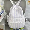 Mochila escolar grande e feminina para meninas, mochila de renda estilo coreano ins, mochila leve para o dia a dia para estudantes universitários