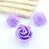 Venta caliente cabeza de flor de rosa de PE base de espuma de simulación con hilo flor pequeña corona tejida a mano material caja de azúcar accesorios