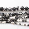 Directo de fábrica piedra cebra natural blanca y negra cuentas sueltas cuentas redondas accesorios de joyería DIY cuentas semiterminadas al por mayor