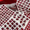 Rhinestones K9 de Base Puntiaguda en Rojo Ancora para Arte de Uñas, Decoraciones de Uñas de Lujo de Ángulo Recto Cuadrado con Forma de Corazón de Caña Alta al por Mayor