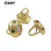 Anillo de Apertura Ajustable Mpr146 Estilo Palacio Retro Perla de Agua Dulce Natural Zircón Multicolor Incrustado Chapado en Oro de 18 Quilates