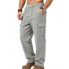 Pantalones de Trabajo de Pana para Hombre Estilo Americano Caída/Invierno 2026 con Cordón Múltiples Bolsillos Pierna Recta Casual para Exteriores