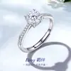 Anillo Clásico de Cuatro Garras con Diamante de Pang Donglai, Plata de Ley S925, Anillo Único y Sofisticado para Mujer, Perfecto para el Festival Qixi o Regalo de Cumpleaños