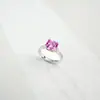 Anillo de Plata 925 con Zafiro Rosa Padparadscha y Diseño de Diamante Rosa en Forma de Cojín de Lujo Ligero, Versátil para el Uso Diario, Anillo de Piedra Preciosa Ajustable para Mujer
