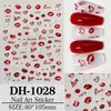 Adesivos de Unha Artística Coração com Rosa Vermelha com Suporte Adesivo, Decorações de Adesivos de Unha DIY Atmosfera de Dia dos Namorados Estilo Dh
