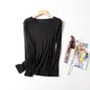 [Procesamiento Personalizado] Camisa Base de Seda de Morera, Amigable con la Piel, Transpirable, Top de Seda Cómodo, Cuello Redondo, Manga Larga, Camiseta Fina para Mujer