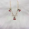 Collar Cruzado Nuevo Cereza Dulce Acero de Titanio para Mujer Dorado Multi-Accesorio Cadena para Clavícula 18K Sin Decoloración Joyería