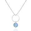 Collar de plata esterlina 925 con cristal de fresa, collar de piedra lunar de cristal natural, colgante pequeño y fresco, cadena para clavícula, joyería de comercio exterior