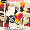 36 Piezas de Pegatinas de Sellos Arquitectónicos Bauhaus, Estilo Geométrico Retro en Tono Rojo, Pegatinas Decorativas para Diarios y Tarjetas, Venta al por mayor Transfronteriza