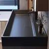 Gabinete de Banheiro Integrado Estilo Antigo em Nogueira Combinação de Banheiro Vaso Sanitário Lavatório de Rocha Madeira Maciça Pia Inteligente