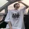 Camiseta Negra de Estilo Americano de Nicho con Hombro Normal y Cuello Pequeño, Manga Corta de Algodón Puro para Hombres y Mujeres, Blanca de Verano de Manga Larga Resistente