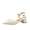 Zhr Sandalias Individuales de Punta para Mujer 2023 Nuevo Verano Estilo K Versátiles Baotou Moda Hebilla de Una Palabra Sandalias con Elegante
