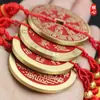 Pingente Autêntico Taoísta de Latão Puro Espírito da Montanha Flor com Borla de Moeda Antiga Ornamento para Pendurar no Carro Bolsa de Cinábrio Bagua Decoração de Moeda de Cobre