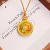 Pingente de Bússola de Carpa em Resina Antiga Banhado a Ouro Alta Retenção de Cor Rotativo Corrente de Suéter Trançada Novo Estilo Chinês Feminino