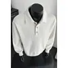 Marca Tendência Estilo Americano Cor Sólida Textura Waffle Estilo Old Money Primavera 2026 Novo Gola Polo Manga Longa Moletom Modelo Versátil Unissex