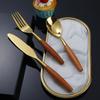 Vajilla con mango de madera maciza ins cuchillo y tenedor cuchara tenedor de postre juego de cuchara 304 acero inoxidable madera valor de color alto fábrica de vajilla occidental