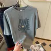 Camiseta de Algodón Blanca con Estampado, Manga Corta, Corte Holgado, Nuevo Estilo Verano 2026