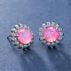 Deseo transfronterizo Moda Platino Azul Verde Rosa Redondo Aobao Pendientes de Flor Pendientes Elegantes para Mujer Combinan con Todo