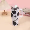 Amazon Nuevo Producto Vaca Diamante Taza para Coche 40oz Aislada para Vehículo con Popote Enfriador de Hielo Taza para Cerveza Estampado de Logo
