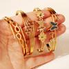 Pulsera de Resorte de Acero de Titanio Nueva de Moda Diario Combinable Lujo Ligero Pulsera Sin Color Trébol de Cuatro Hojas Dorado Pulsera Abierta para Mujer