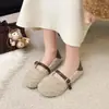 Zapatos planos peludos de estilo coreano con suela blanda para mujer, zapatos planos versátiles de punta fina para otoño e invierno 2026, nuevos estilos en gris, blanco, marrón oscuro y caqui