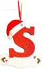 Letra Inicial de Navidad con Gorro Rojo Decoración de Letra, Decoración Colgante para Árbol de Navidad DIY Colgante Personalizado Regalo