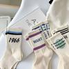 Calcetines de Moda y Versátiles Estilo Preppy Calcetines de Media Caña para Mujer Otoño e Invierno Calcetines Estilo Deportivo Ins Estudiantes Calcetines Blancos