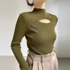 Malha Base Feminina Gola Meia-Alta 2026 Outono/Inverno Novo Suéter Slim Fit Camada Interna Ajustada Toque de Alto Padrão DeRong Top