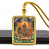 Pingente Tanka Dourado Meio Pintado à Mão, Oito Budas Guardiões, Pingente Tanka do Buda do Nascimento, Colar Tanka Portátil Atacado
