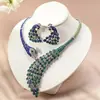 Pendientes de Pavo Real con Pedrería Transfronterizos Set de Joyería de Collar Accesorios de Ropa de Temperamento Simple para Mujer Fábrica de Joyería
