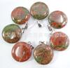 Fábrica de atacado pó de pedra natural cristal ágata pedra redonda bolo pingente colar acessórios disco europeu e americano moda jóias