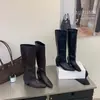 Botas de cuero de tacón de cuña y punta cuadrada de caña alta sin cordones 2026 otoño/invierno estilo vintage para ir al trabajo, botas de jinete hasta la rodilla
