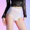 Bragas triangulares brillantes Lingwei para mujer, sexys, transparentes, ultradelgadas, seductoras, sedosas, de cintura alta, estilo corto, talla grande