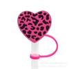 Tapa de pajita de silicona de amor de leopardo transfronterizo tapa antipolvo animación bebida taza de té con leche cubierta antipolvo tapa de silicona para pajita