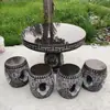 Juego de Mesa y Banco de Piedra para Exteriores, Mesa Cuadrada con Grabado Personalizado, Mesa de Piedra Natural para Uso en Patio Exterior, Hogar y Ocio