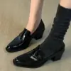Versão com Estoque Pronta~~ Mocassins Retrô Britânicos Salto Alto Feminino Fashionable Para Ir ao Trabalho Slip-on Versátil Confortáveis Sapatilhas Sapatos Pequenos de Couro