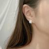 50 Puntos Ocho Corazones y Ocho Flechas Chapado PT950 Diamante Completo Trébol de Cuatro Hojas Imitación Diamante Mosan Pendientes de Botón de Celebridad Joyería de Oreja con Temperamento Femenino