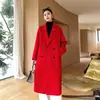 Abrigo de Lana Cruzado para Mujer 2026 Otoño e Invierno Estilo Coreano Suelto Largo Elegante Abrigo de Lana para Mujer