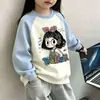 Sudadera de Dibujos Animados para Niños 2026 Otoño/Invierno Nuevo Estilo Sudadera de Algodón con Cuello Solapa para Niñas Pulóver Moderno Camiseta Básica para Niños Mayores